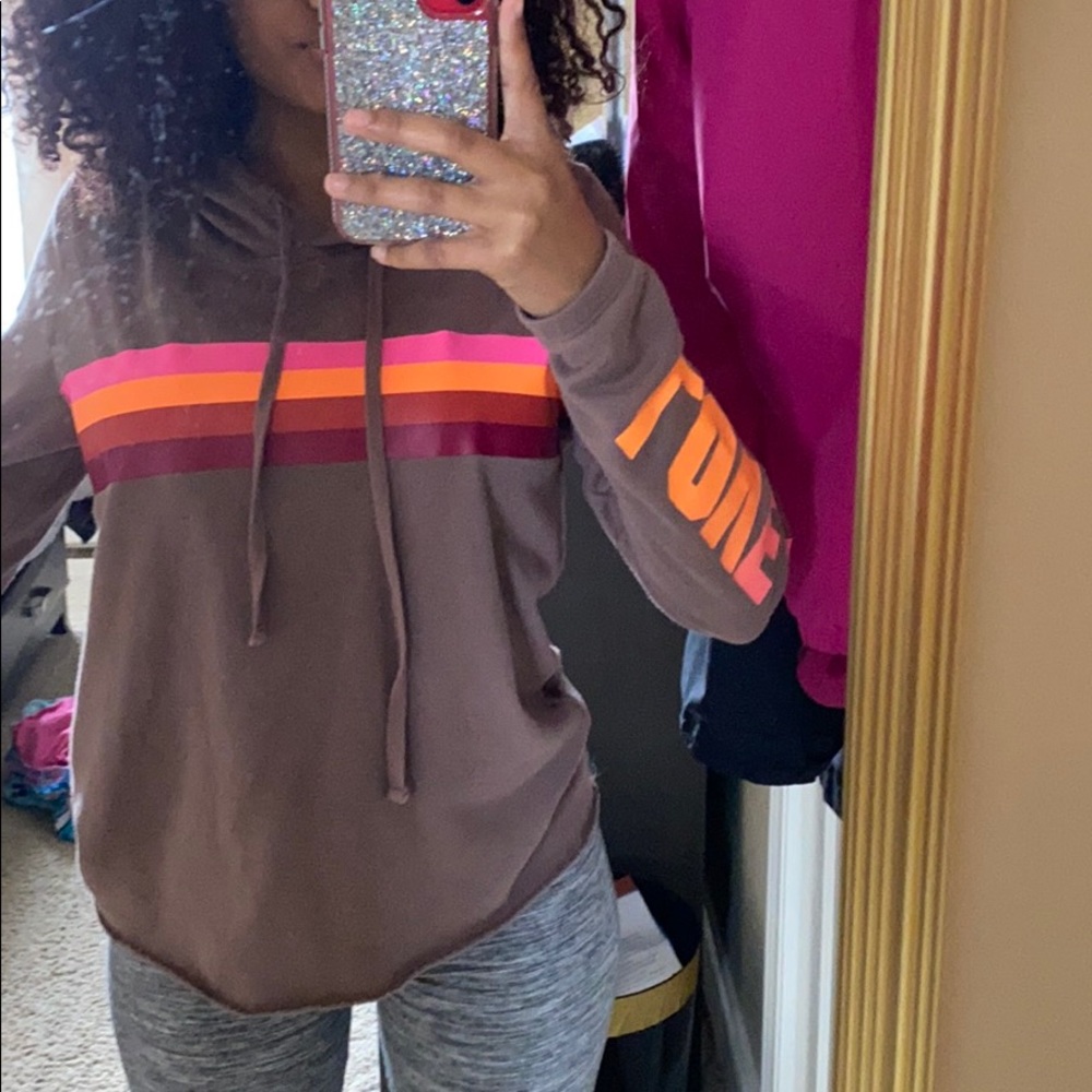 Brown PINK hooded shirt